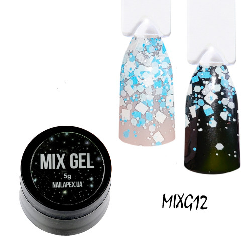 Мікс гель Nailapex #12 Вишиванка біла з блакитним