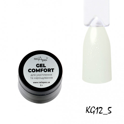 Гель без обпилу COMFORT GEL #12 - молочний відтінок з сріблястим шимером, 5г