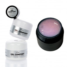 Гель без обпилу COMFORT GEL #13 - ніжно-рожевий гель з рожево – золотистими блискітками різного розміру, 5г