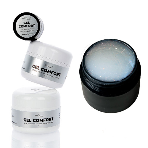 Гель без обпилу COMFORT GEL #14 - молочний напівпрозорий гель, який наче складається з блискіток, 5г