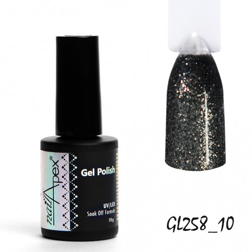 Гель лак Рідкі Юккі Чорний зі сріблом Nailapex - 6 грамм