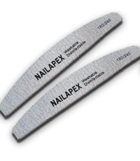 Пилка лодка сіра з кольоровою вставкою 180/240 Nailapex
