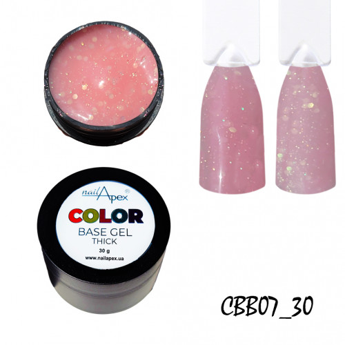 База з блискітками Color base nailapex №7, Варення з троянди, 30грам