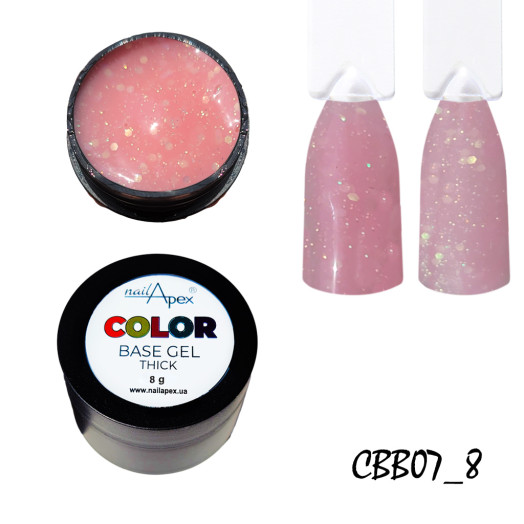 База з блискітками Color base nailapex #7, Варення з троянди, 8 грам