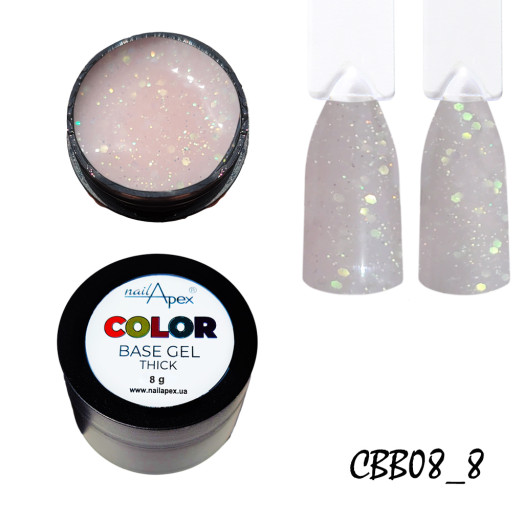 База з блискітками Color base nailapex #8 холодна троянда, 8грам